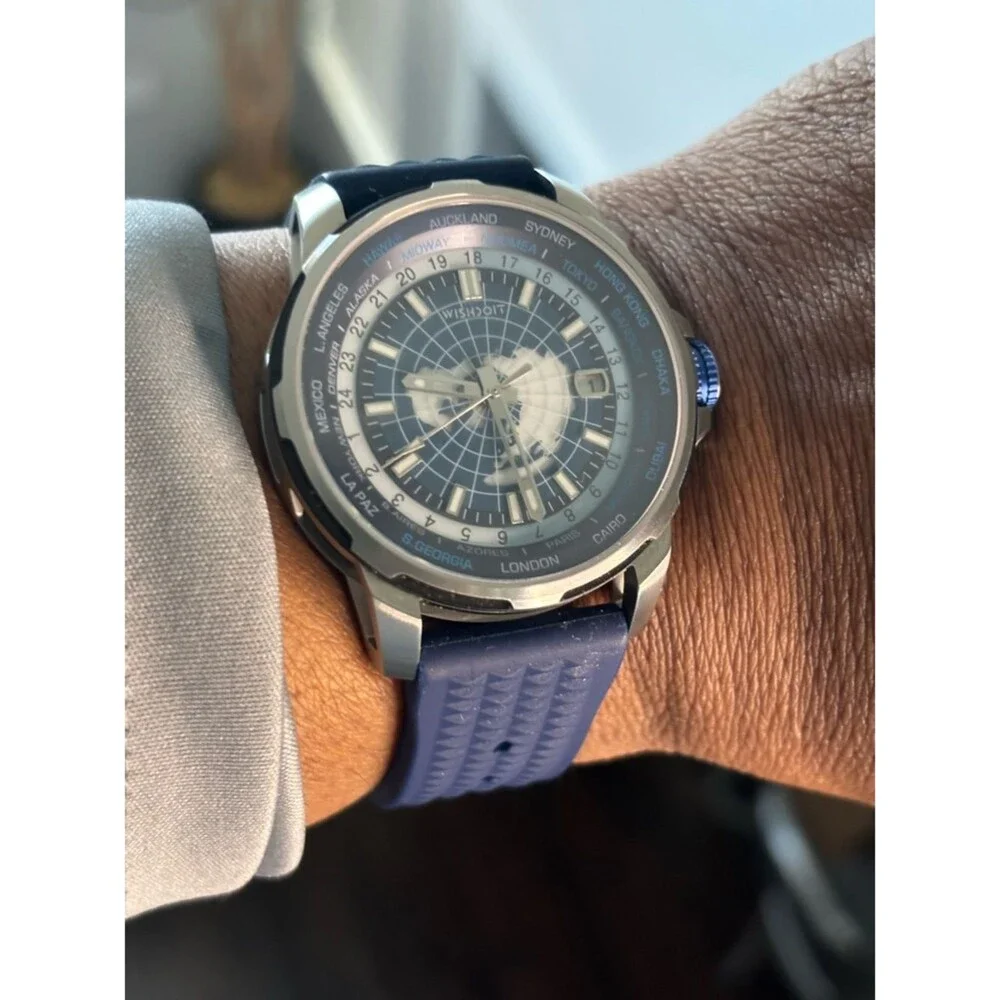 Eternal Earth GMT Blue Dial Men's World Time Watch with Blue Strap